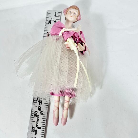 Vintage Porcelain Ballerina Doll 9" Christmas Ornament Tulle Hanging Taiwan - Picture 8 of 8